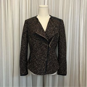 BOSS Brown Wool Blend Moto Jacket